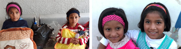 Haven of Hope Intl Orphan girls upon arriving at the Have of Hope Orphanage in Bolivia, and after being received home and experiencing love, care and support.