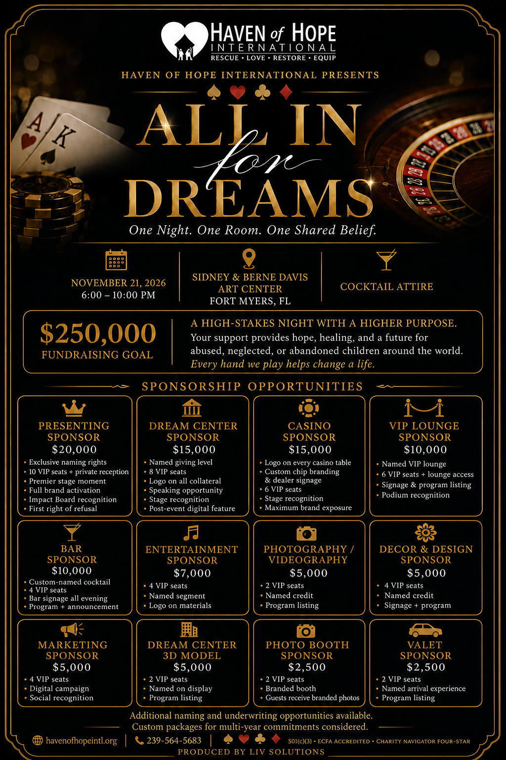 All In For Dreams Event by Haven of Hope Intl. One Night. One Room. One Shared Belief.